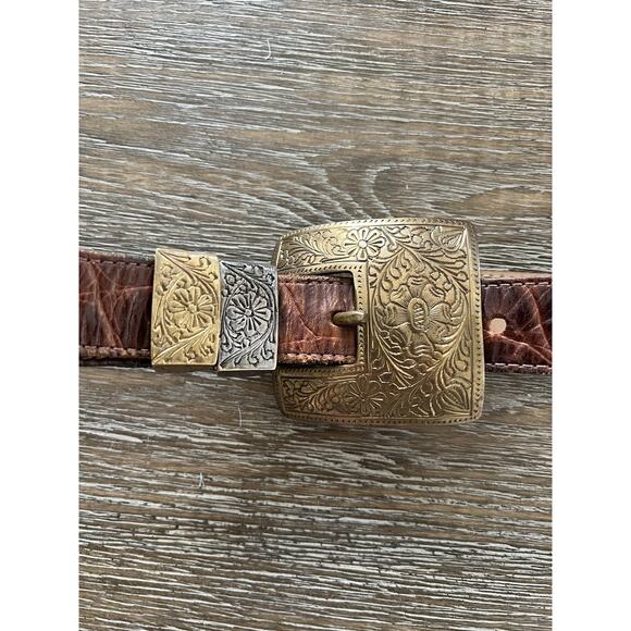 Vintage STREETS AHEAD Brown Western Croc Leather Belt Small 26